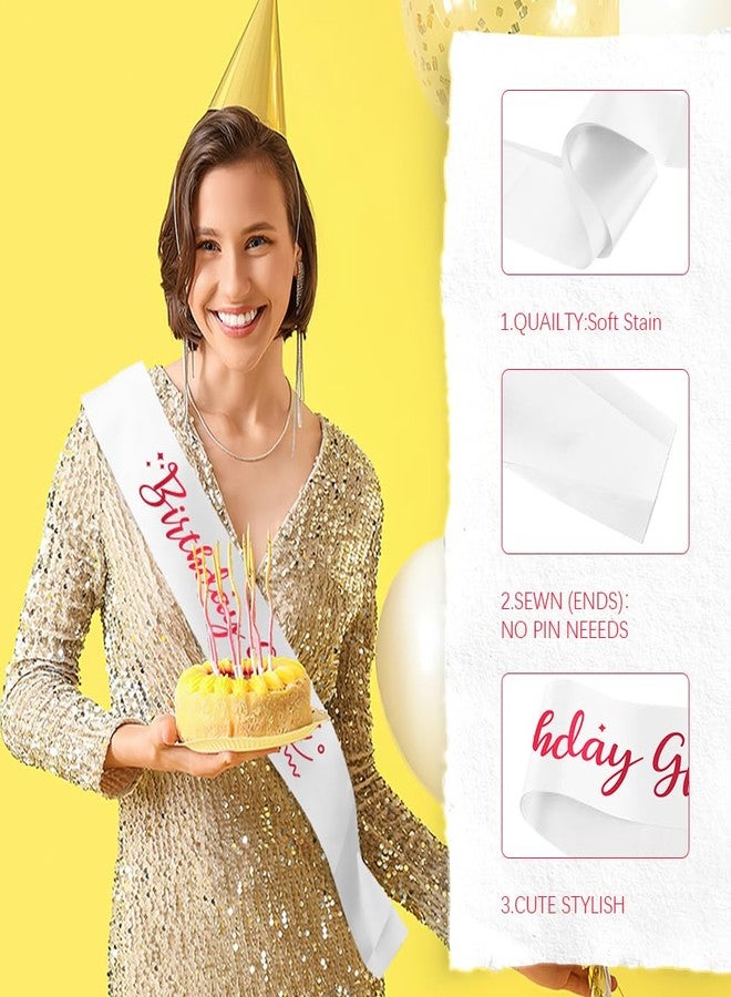 OALCQ Birthday Queen Sash - Satin White Sash With Pink Foil - For 16th, 18th, 21st, 30th, 40th, 50th Birthdays - Image 3